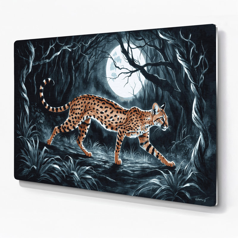 Art mural gris en métal Wildlife Genet, 24" H x 36" W x 0.05" D