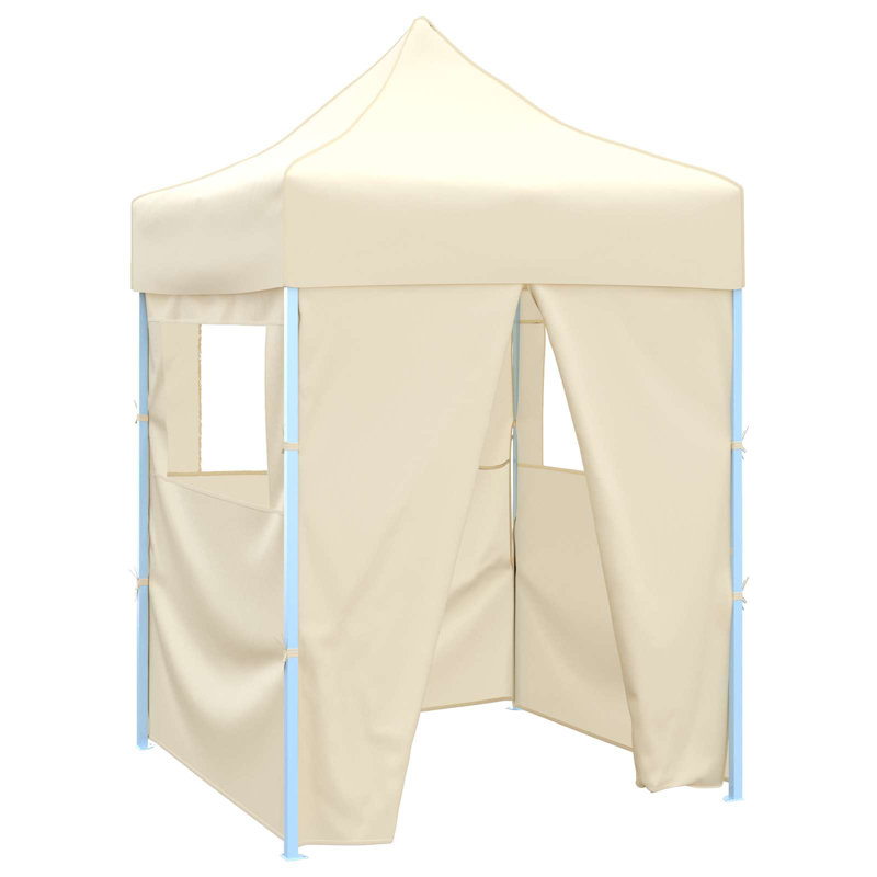 Vidaxl Foldable Tent Canopy Patio Pavilion Gazebo Pop Up Tent Marquee Canopy, Cream, Blue, 315cm H x 200cm W x 200cm D