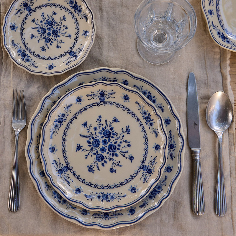 Vila Salad Plates, Beige/Blue