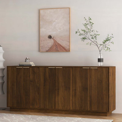 Fluted Sideboard Cabinet with Adjustable Shelves and Versatile Design for Home Decor