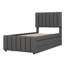 Lit simple avec lit gigogne escamotable et 3 tiroirs de rangement en dessous, lit plateforme simple tapissier en lin-634530806