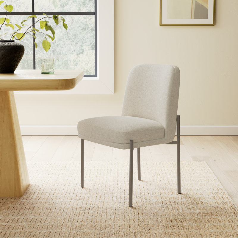 Rothschild 19.5'' H Linen Blend Upholstered Metal Side Chair