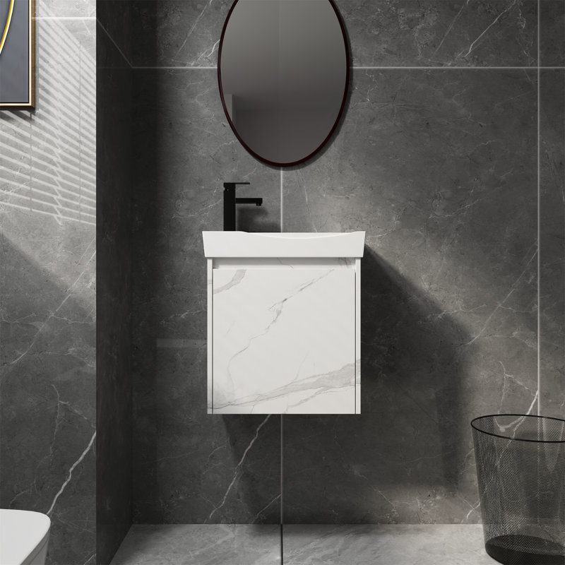 20" Wall-Mounted Bathroom Vanity With Ceramic Sink