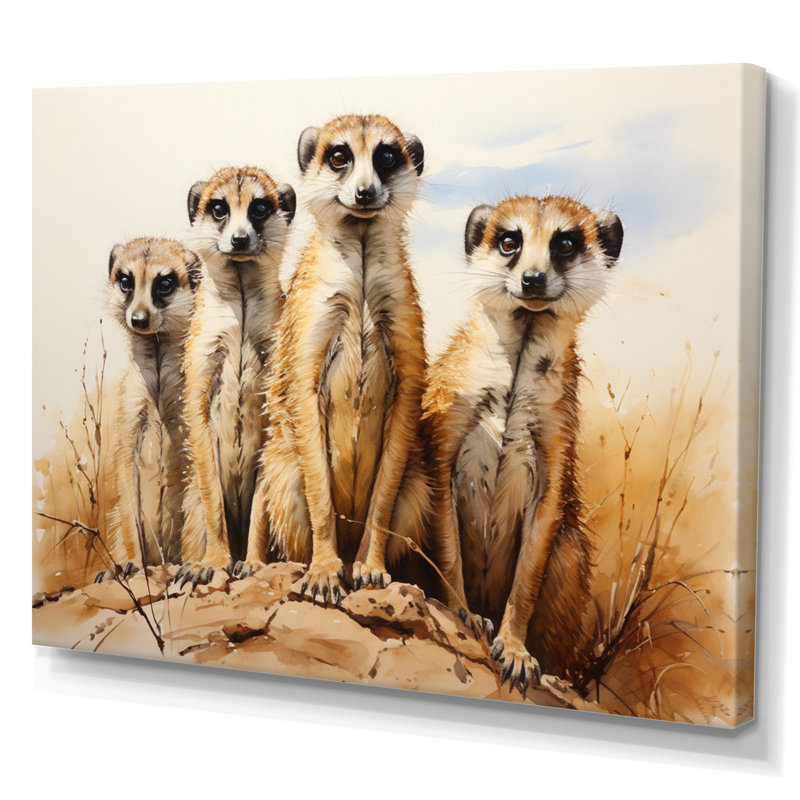 Impression sur toile, "Afrique suricate", H 16 po x l 32 po x P 1 po, Toile tendue