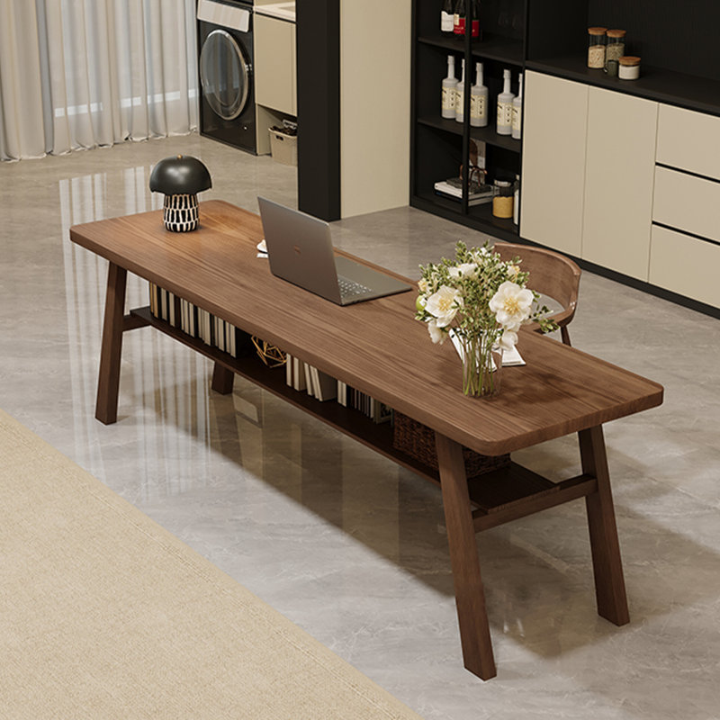 Bureau rectangulaire en bois massif noyer clair, H 29,53 po x l 62,99 po x P 23,62 po