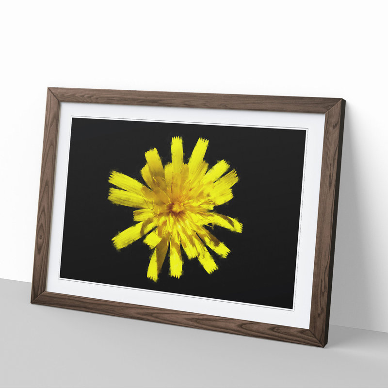 Yellow Flower - Picture Frame Graphic Art, 48cm H x 65cm W x 2cm D, Walnut Framed