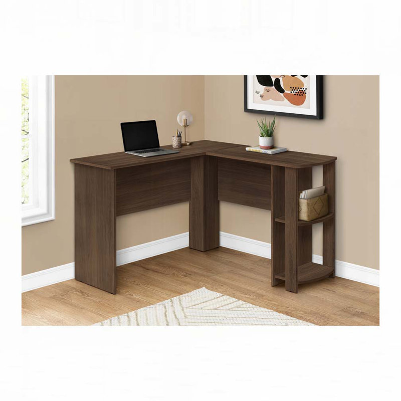 Tiroirs de rangement en L pour bureau à domicile, Noyer