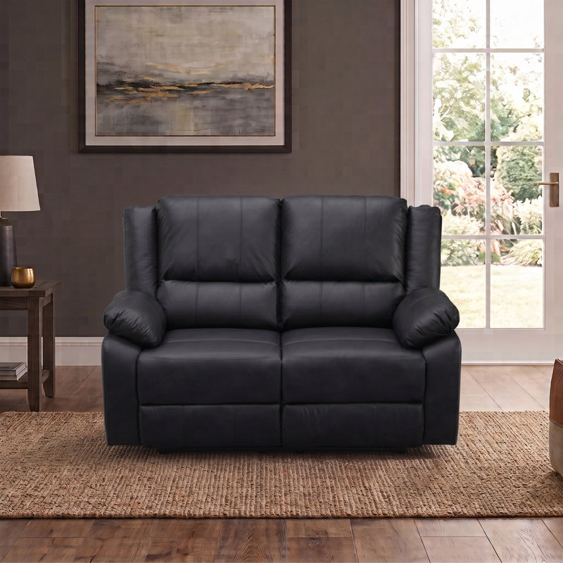 Causeuse inclinable en similicuir 2 places - Canapé moderne, Similicuir noir