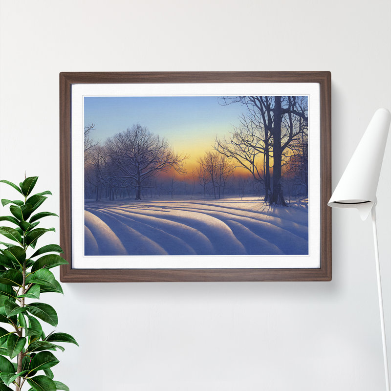XH1022-10187X Winter Forest Landscape Vol.3 - Single Picture Frame Print, 25cm H x 34cm W x 2cm D, Walnut