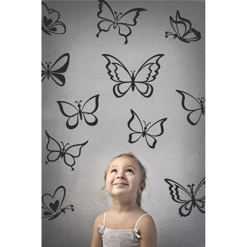 Adhésif décoratif papillon, Noir, H 55 po x l 58 po x P 0,01 po