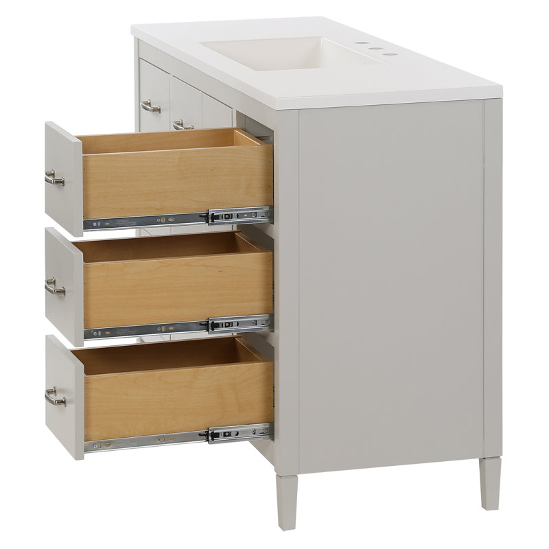 Ensemble de meuble-lavabo simple Ferree, Gris, White