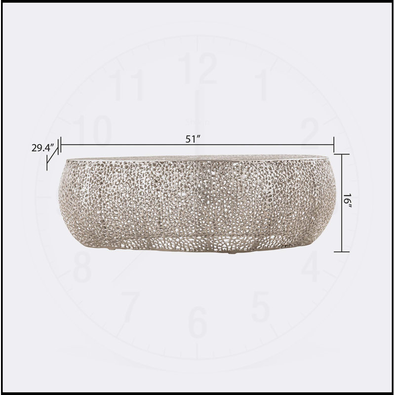 Table basse élégante avec cadre en aluminium coulé, parfaite pour les salons modernes et contemporains., Argent argent