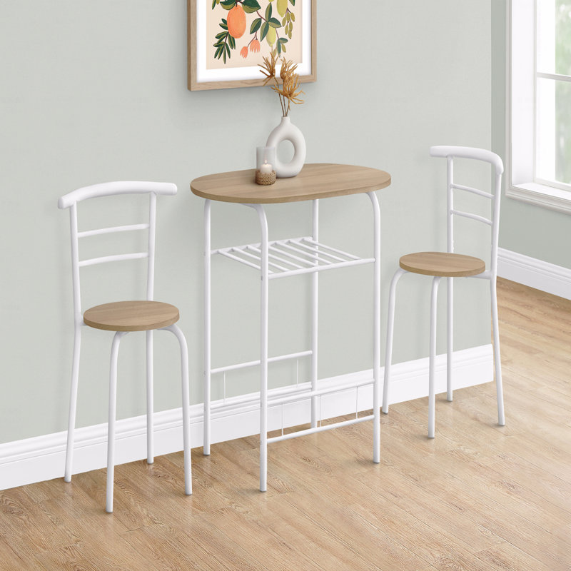 Ensemble de table de salle à manger, 3 pièces, petit, L 32 po, Blanc, Brun, Blanc