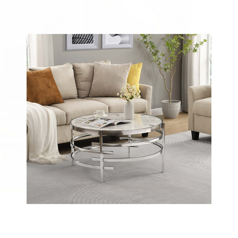 Table basse Ballintrae, Argent argent, H 17,72 po x l 32,48 po x P 32,48 po