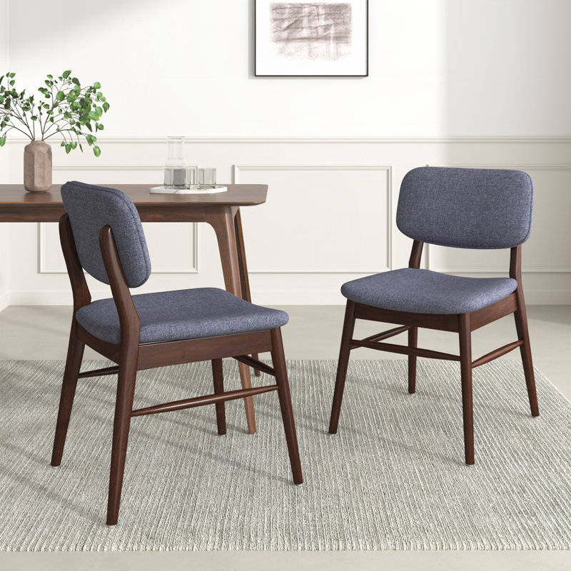 Ensemble de chaises de salle à manger rembourrées Mid-Century avec structure en bois d'hévéa, ensemble de 2