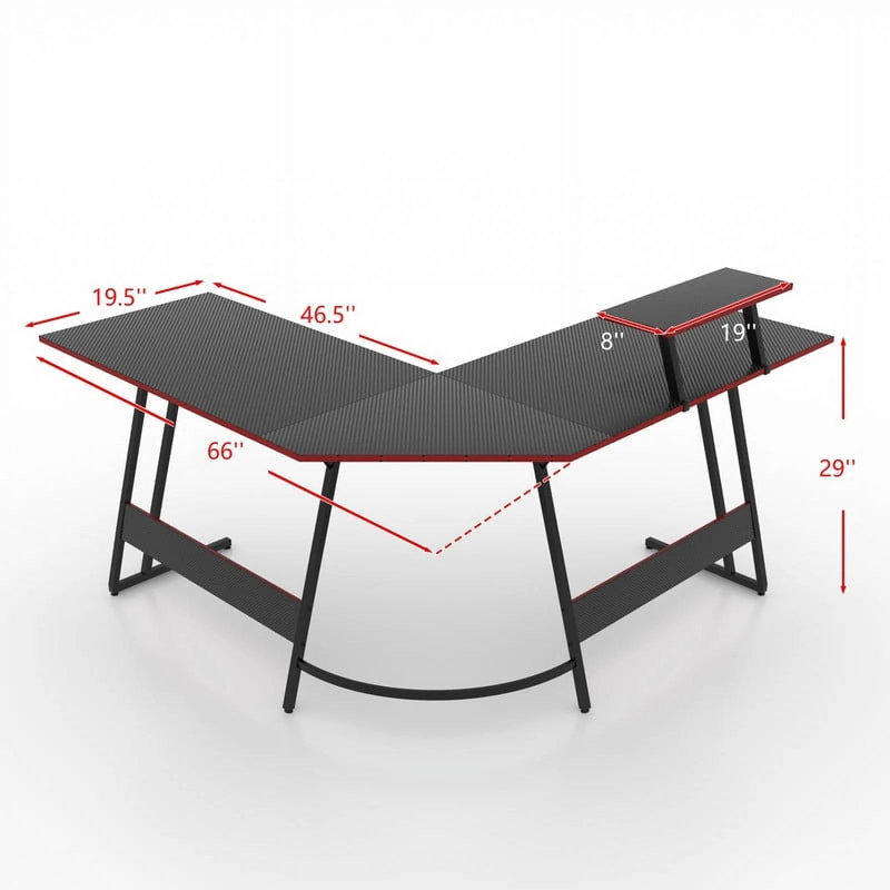 Sherri L-Shaped Steel Computer Desk, 29" H x 51" W x 20" D, Black