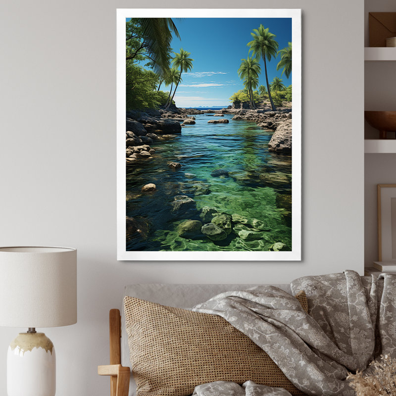Cuba, paradis vert sur toile, H 44 po x l 34 po x P 1,5 po, Cadre simple blanc