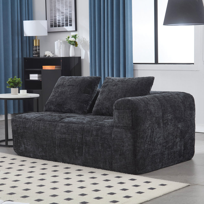 Canapé confortable en chenille pour une détente et un style dans n'importe quelle pièce, Black Chenille, Black