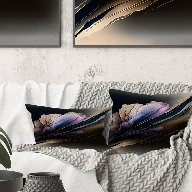 Coussin décoratif imprimé pivoines mauves à motif de pivoines mauves
