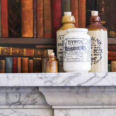 Vintage Library Books Wallpaper Brown