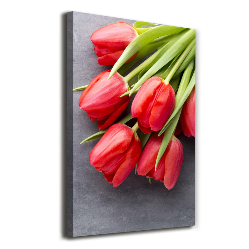 Red Tulips - Wrapped Canvas Print