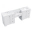 Meuble-lavabo double 84 po avec éviers en céramique, comptoir en pierre reconstituée et beaucoup de rangement, tiroirs à fermeture en douceur, finition blanche 84 po
