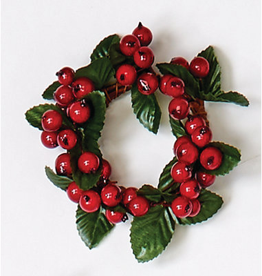 4.25" Inner Diameter Artificial Christmas Berry Pillar Candle Ring with Leaf