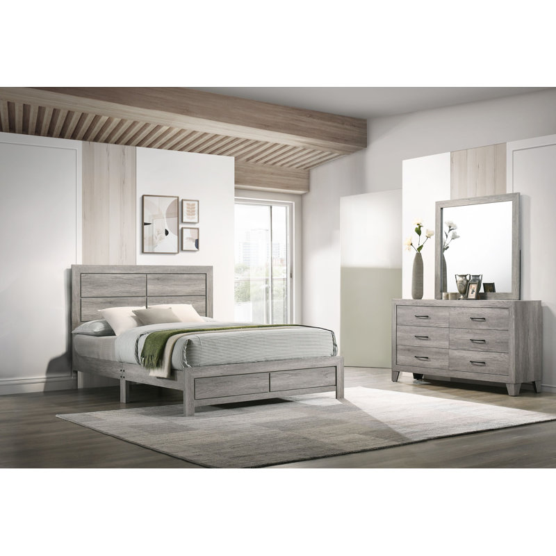 Ensemble de chambre avec lit plateforme Estol 3-1 Estol, Très grand, Bois flottant