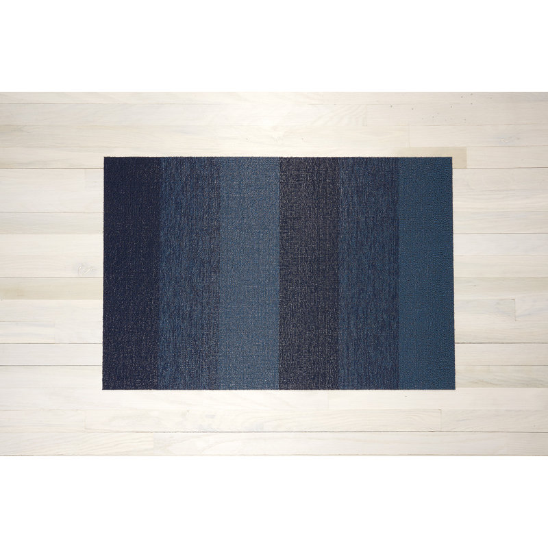 Striped Indoor / Outdoor Doormat, 0.6cm H x 91cm W x 152cm L, Bay Blue