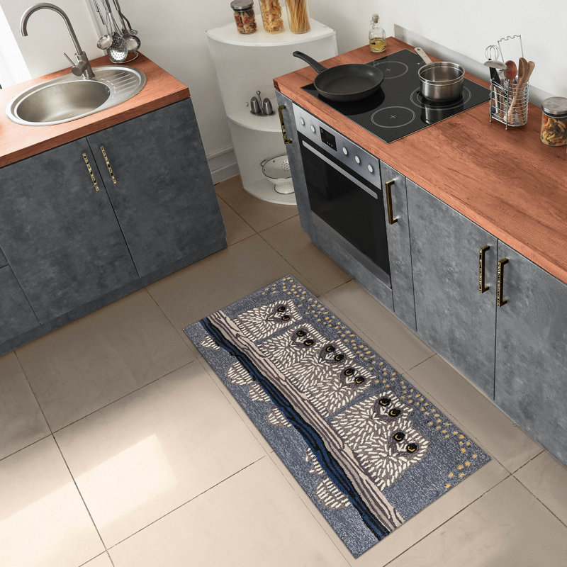 Ikuhiro Modern & Contemporary Synthetic Water Resistant Kitchen Mat, 24" W x 60" L