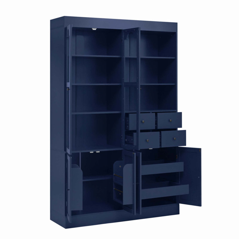 47.2X15.7X75inch Freestanding Buffet With Hutch, Blue
