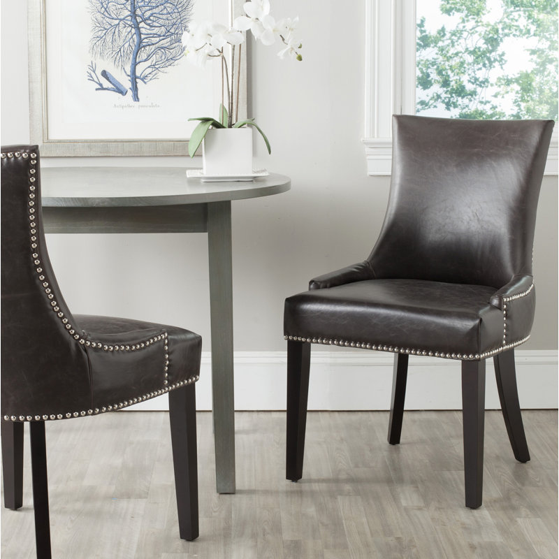 Aleshka 19.5'' H Upholstered Parsons Chair, Antique Brown