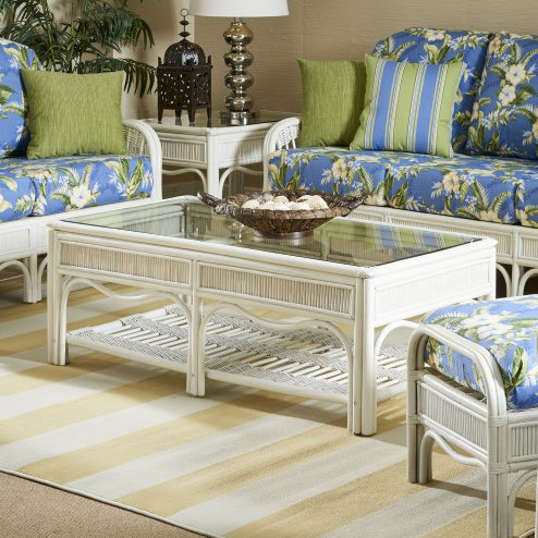Wittig Glass Top Single Coffee Table, Whitewash