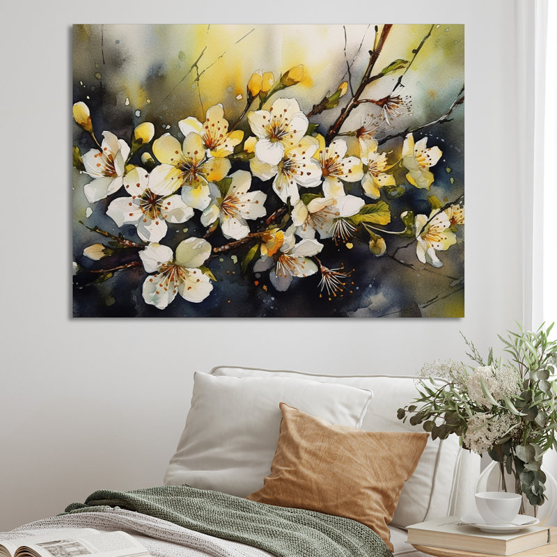 Mélodie du pommier Rozine sur toile, H 30 po x l 40 po x P 1,5 po, Toile tendue