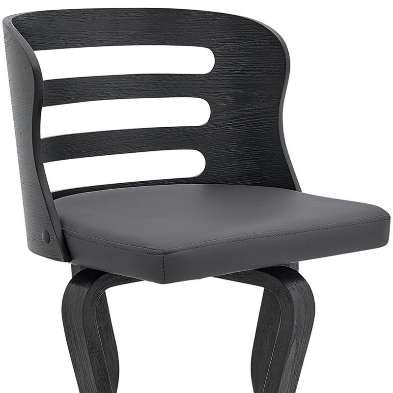 Chaise de bar 39 po, Siège gris / cadre noir