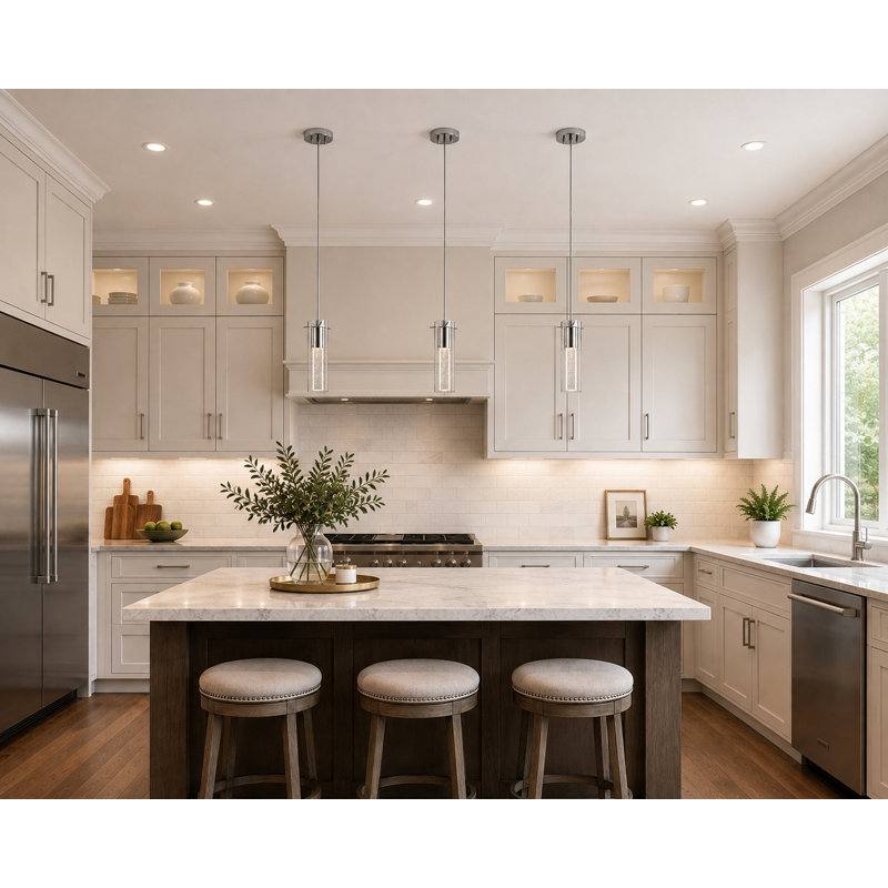 Thamann Modern 1 Light Glass Cylinder Pendant