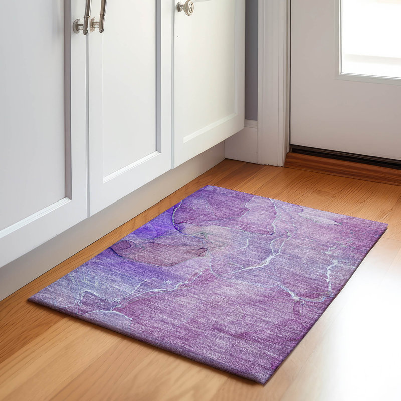 Tapis mauve Premium lavable à la machine Cerrito AMF511, Rectangle 1 pi 8 po x 2 pi 6 po