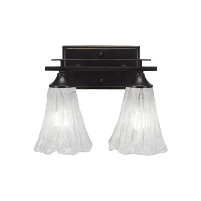 Uptowne 2 Light Bath Bar Shown In Dark Granite Finish With 5.5" Fluted Frosted Crystal Glass