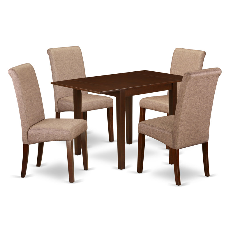 Solid Wood Top - Dining Room Set - Seats, Brown , Mahogany, 5 Pieces: 1 Table, 4 Chairs