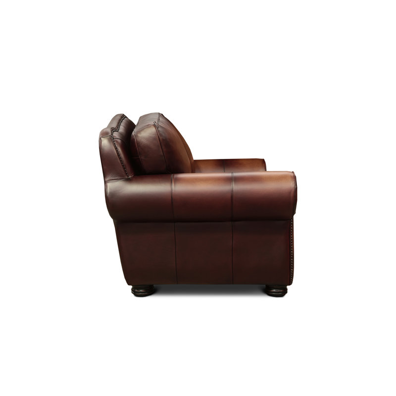 Buckingham Leather Loveseat, Espresso, Yes, Polo (Maestro Artisano)