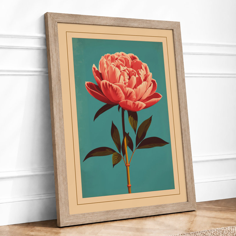 Peony Bloom Botanical - Print, Oak, A4 - 29.7 x 21.0 cm