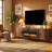 70" Walnut Fluted Fireplace TV Stand With Remote & Touch Control, Adjustable Flame Colors & Temperature, Entertainment Center With Storage For 80" Tvs, Modern Media Console For Living Room-1512877224
