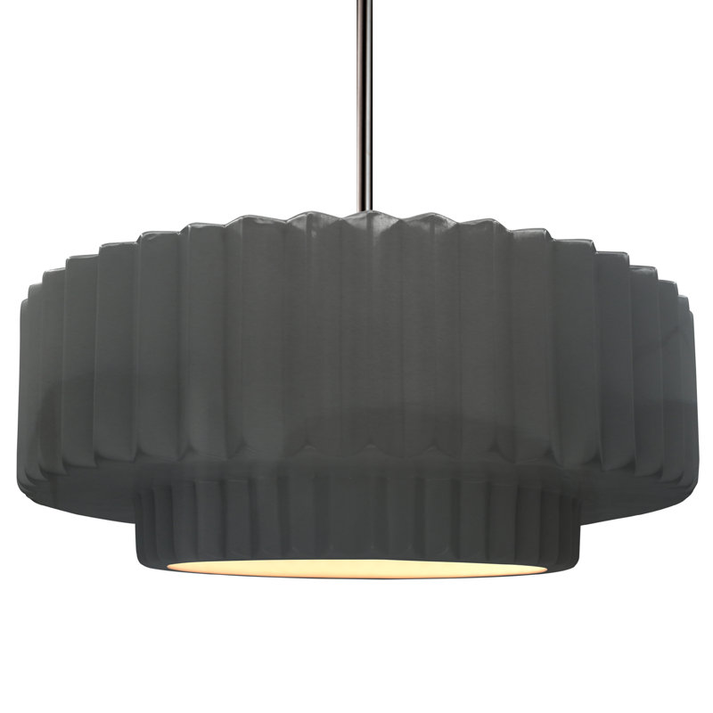 Luminaire suspendu 1 lumière Meydan, H 6 po x l 16,25 po x P 16,25 po, Gris brillant, Nickel brossé