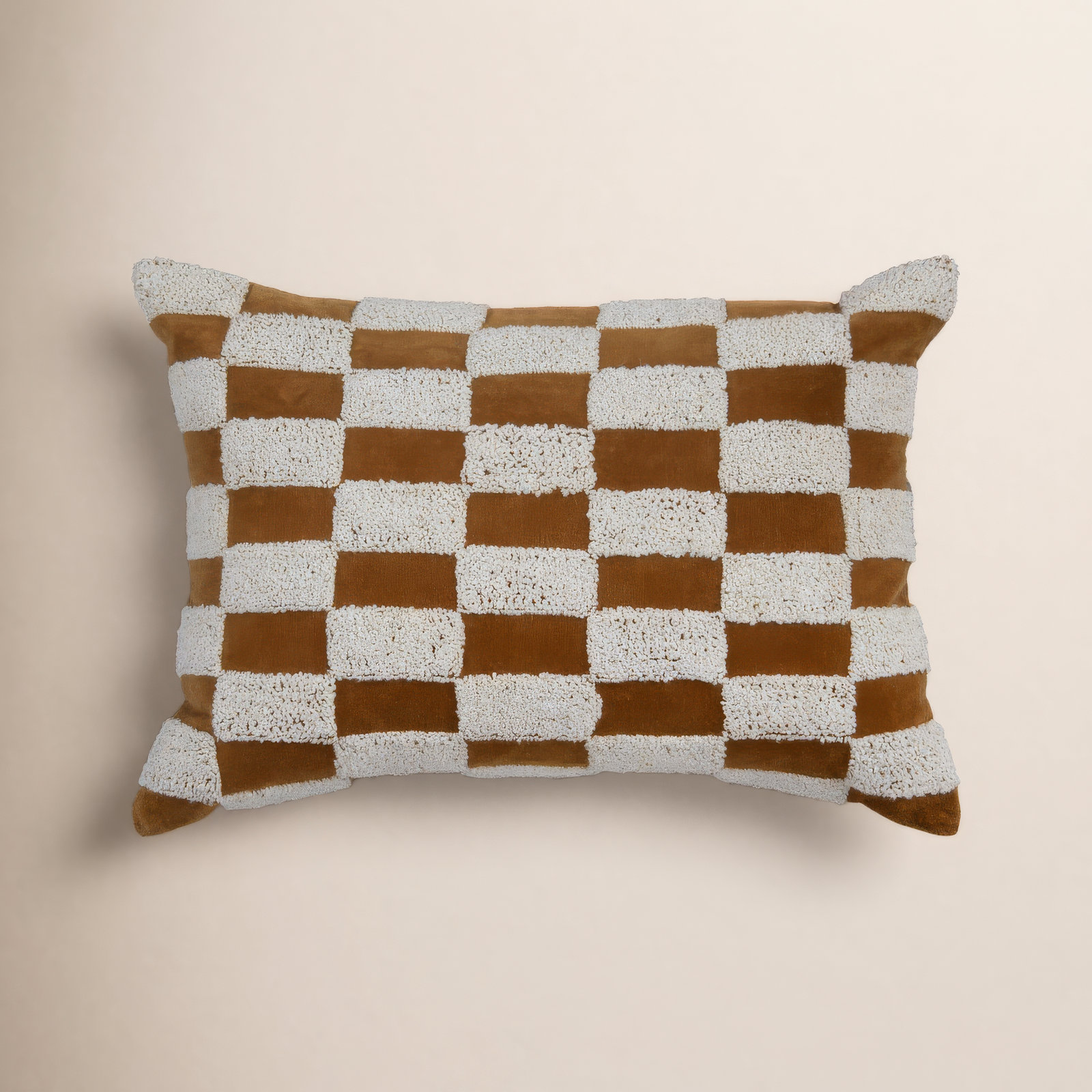 20" x 14" Cotton Throw Pillow, Brown/Natural, Down Blend