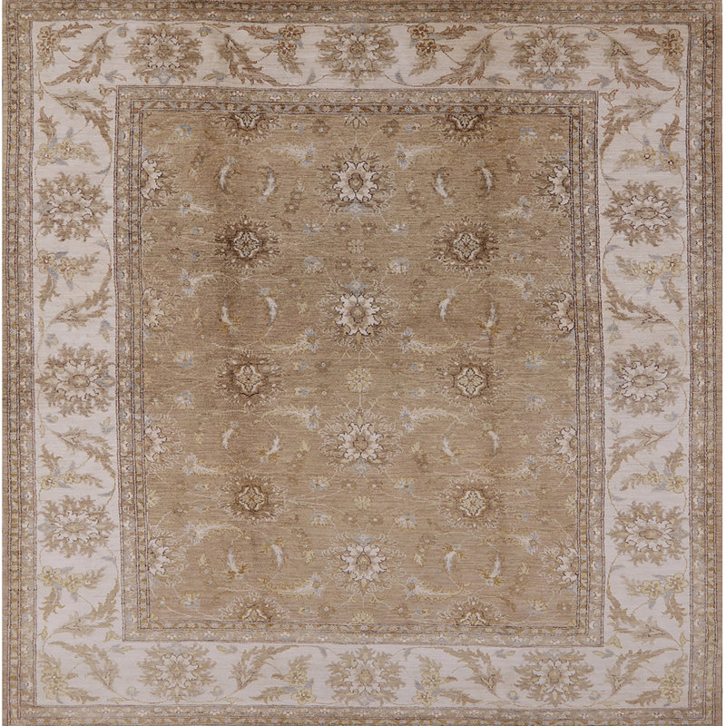 Tapis oriental brun clair Lokki, Carré 6 pi