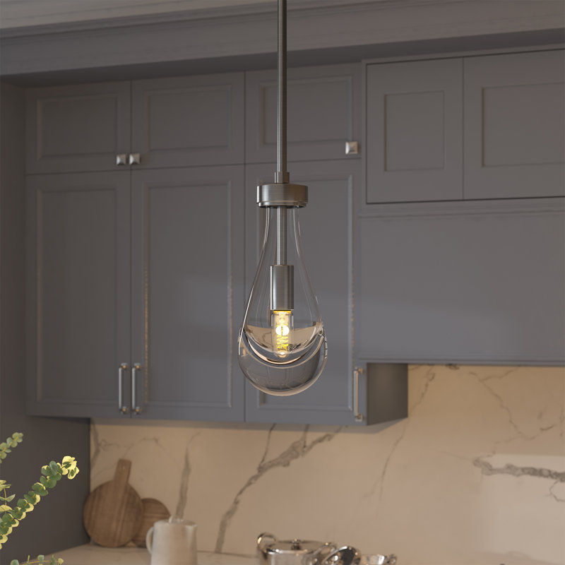 Luminaire suspendu en forme de goutte à 1 lumière Ginsburg, Nickel brossé