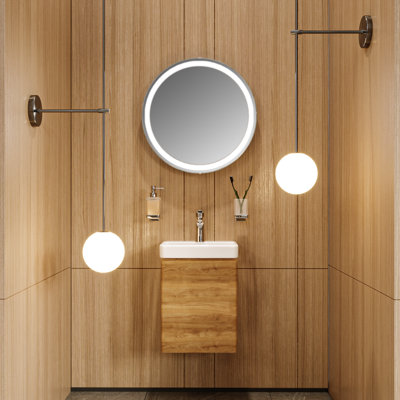 Mini-meuble-lavabo mural moderne avec lavabo Heidemarie