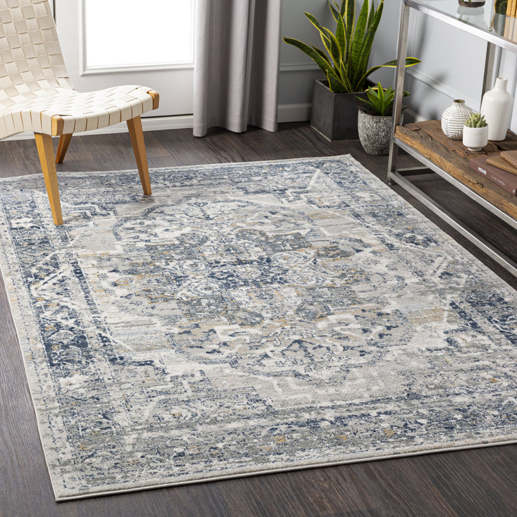 Gisbelle Oriental Grey/Navy Area Rug