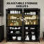 Armoire de rangement de 71 po de hauteur, armoire de rangement haute avec 6 portes et tablettes réglables, armoire de rangement Farmhouse noire-709934512