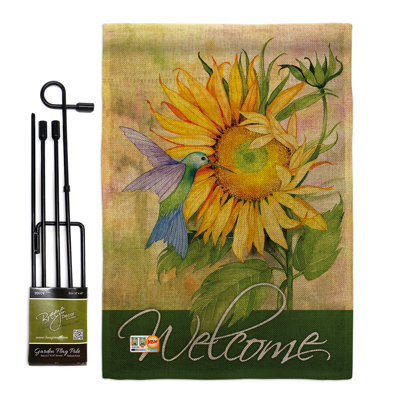 Tournesol avec un polyester de 2 côtés 18,5 x 13 po hummingbird ensemble de drapeau